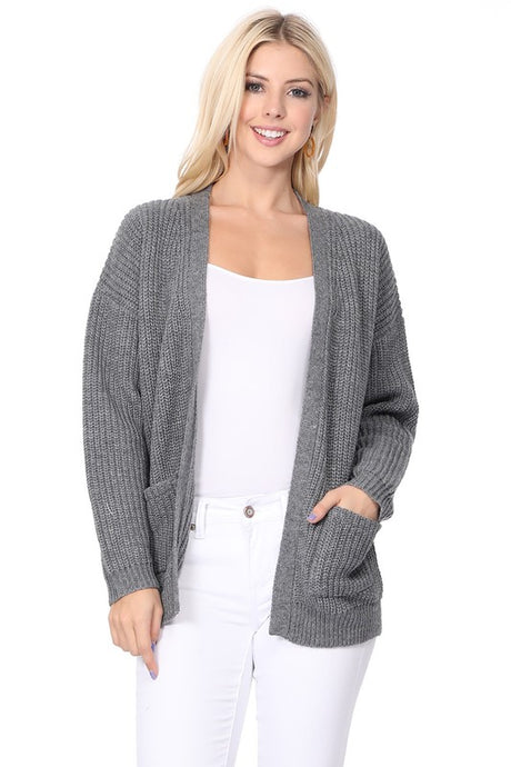 Chunky Waffle Knit Open Front Sweater Cardigan king-general-store-5710.myshopify.com