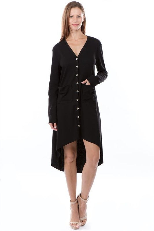 Black Knit Cardigan Hi-Lo Dress king-general-store-5710.myshopify.com