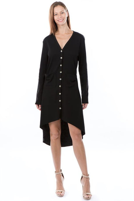 Black Knit Cardigan Hi-Lo Dress king-general-store-5710.myshopify.com