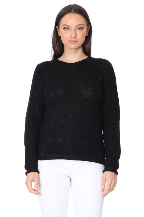 Light Weight Waffle Knit Rollup Finish Sweater Top king-general-store-5710.myshopify.com