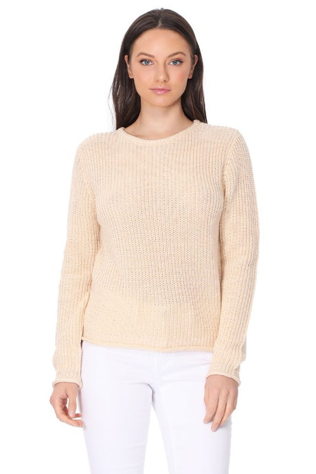 Light Weight Waffle Knit Rollup Finish Sweater Top king-general-store-5710.myshopify.com