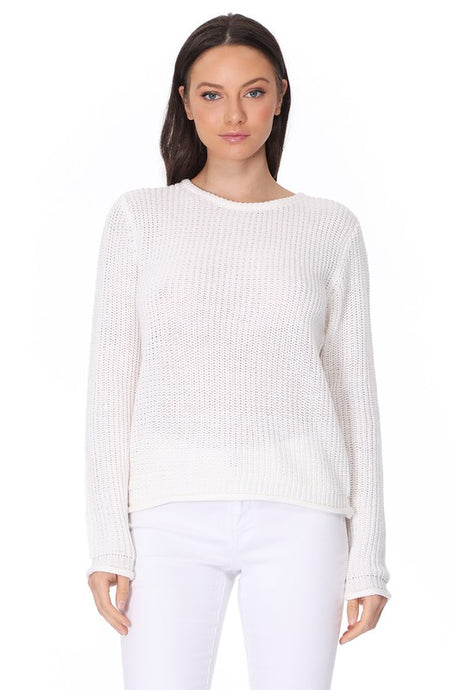 Light Weight Waffle Knit Rollup Finish Sweater Top king-general-store-5710.myshopify.com