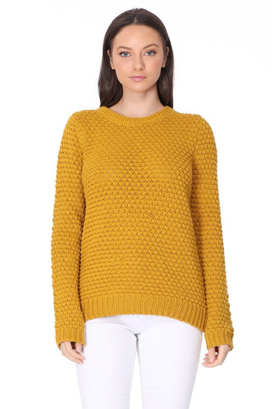 Pop Corn Stitch Long Sleeve Casual Sweater Top king-general-store-5710.myshopify.com