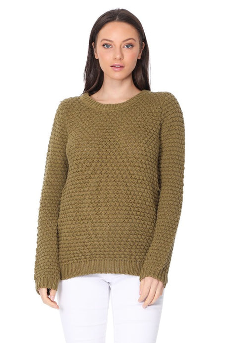 Pop Corn Stitch Long Sleeve Casual Sweater Top king-general-store-5710.myshopify.com