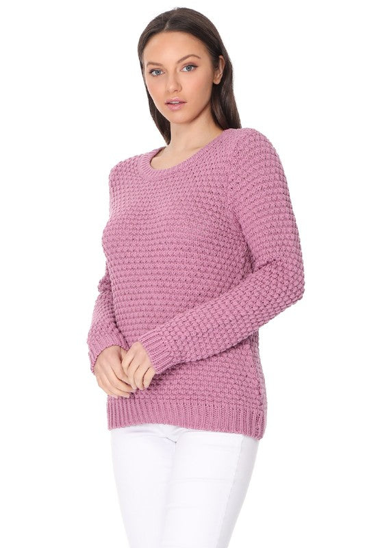 Pop Corn Stitch Long Sleeve Casual Sweater Top king-general-store-5710.myshopify.com