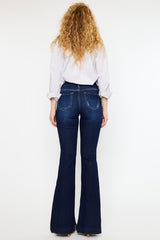 Dark Wash Mid Rise Hem Detail Flare Jeans king-general-store-5710.myshopify.com