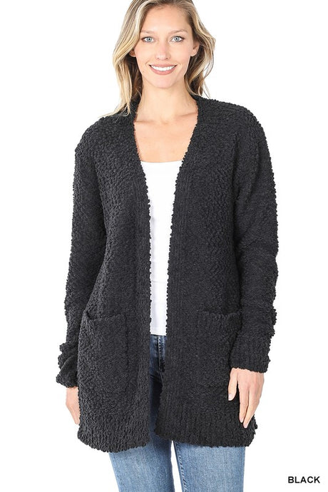 Long Sleeve Popcorn Sweater Cardigan with Pockets king-general-store-5710.myshopify.com