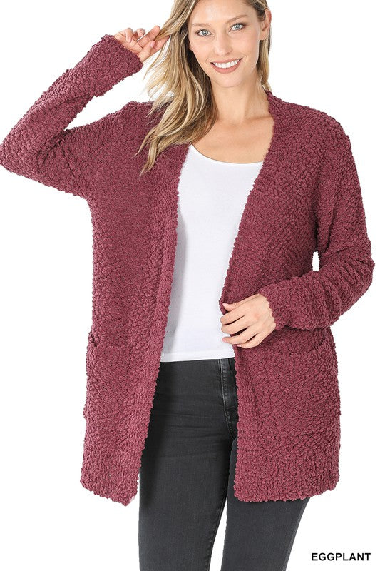 Long Sleeve Popcorn Sweater Cardigan with Pockets king-general-store-5710.myshopify.com