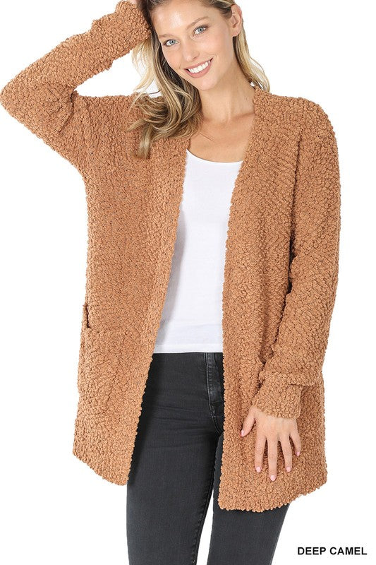 Long Sleeve Popcorn Sweater Cardigan with Pockets king-general-store-5710.myshopify.com