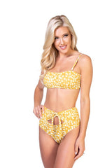 Yellow Floral Bandeau Bikini Set