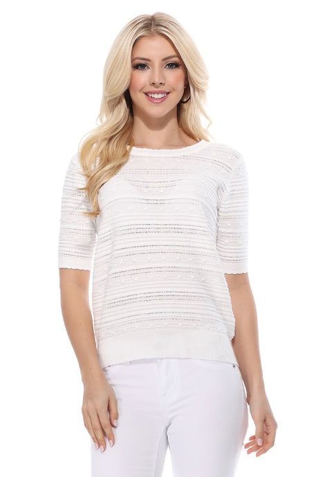 Elegant Scallop & Punch Hole Knitted Sweater Top king-general-store-5710.myshopify.com