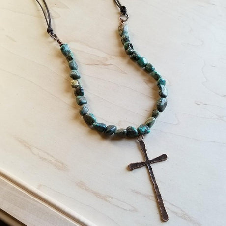 African Turquoise with Large Cross Pendant king-general-store-5710.myshopify.com