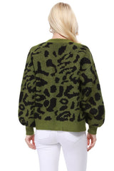 Leopard Jacquard Open Front Shrug Cardigan king-general-store-5710.myshopify.com