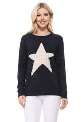 Cute Star Jacquard Round Neck Pullover Sweater king-general-store-5710.myshopify.com