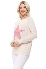 Cute Star Jacquard Round Neck Pullover Sweater king-general-store-5710.myshopify.com