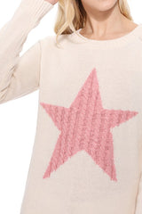 Cute Star Jacquard Round Neck Pullover Sweater king-general-store-5710.myshopify.com