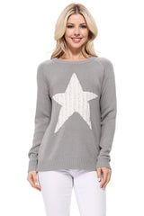 Cute Star Jacquard Round Neck Pullover Sweater king-general-store-5710.myshopify.com