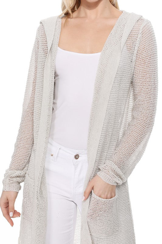 Summer Cool Open Front Hoodie Long Cardigan king-general-store-5710.myshopify.com