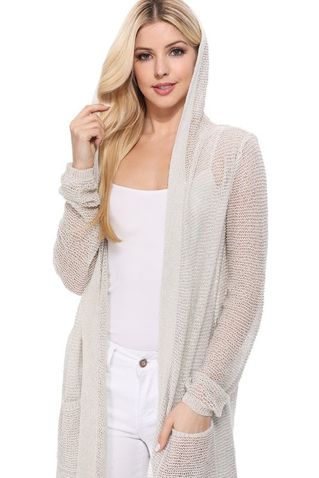 Summer Cool Open Front Hoodie Long Cardigan king-general-store-5710.myshopify.com