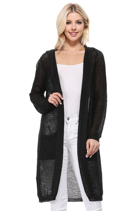 Summer Cool Open Front Hoodie Long Cardigan king-general-store-5710.myshopify.com