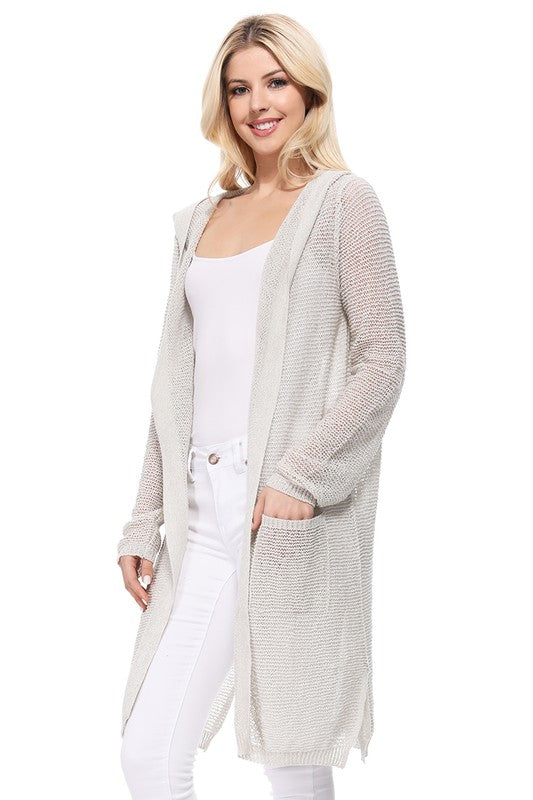 Summer Cool Open Front Hoodie Long Cardigan king-general-store-5710.myshopify.com