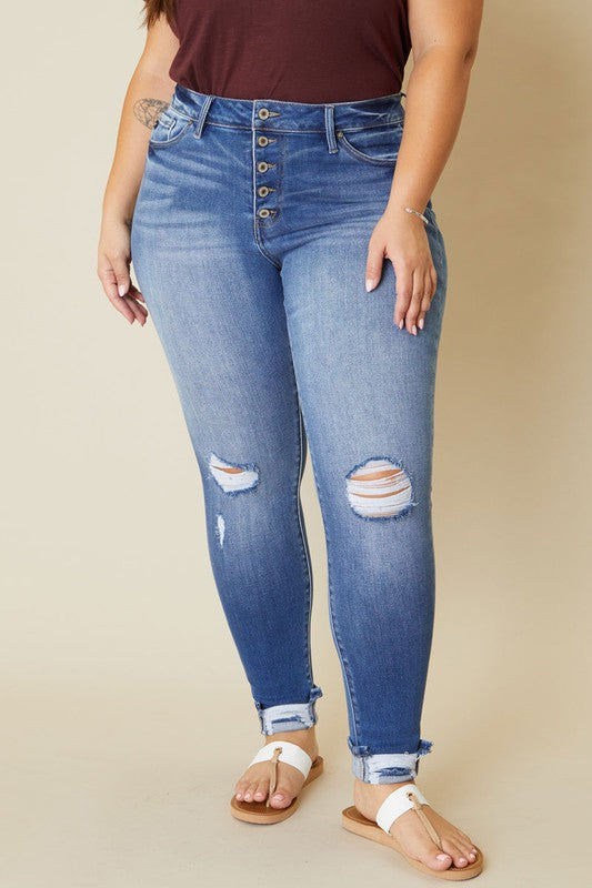 Plus High Rise Button Fly Ankle Skinny king-general-store-5710.myshopify.com