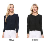Crew Neck Button Down 3/4 Sleeve Cardigan Sweater king-general-store-5710.myshopify.com
