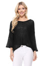 Open Back Sheer Batwing Sleeve Stretch Knit Top king-general-store-5710.myshopify.com