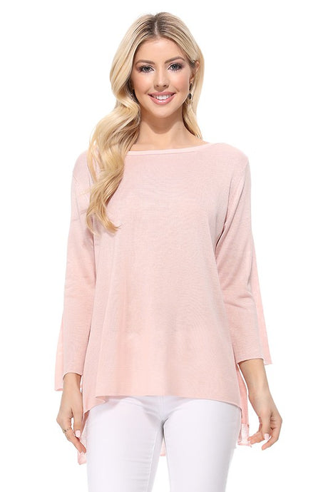 Semi See-through Boat neck Hi-Low Knit Top king-general-store-5710.myshopify.com