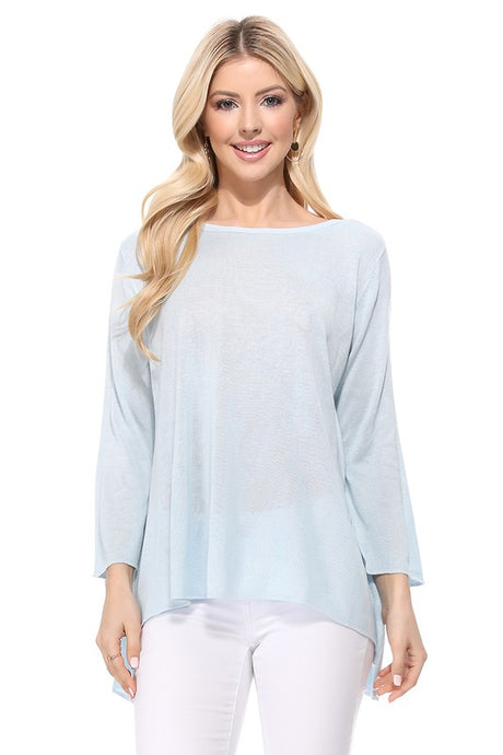 Semi See-through Boat neck Hi-Low Knit Top king-general-store-5710.myshopify.com