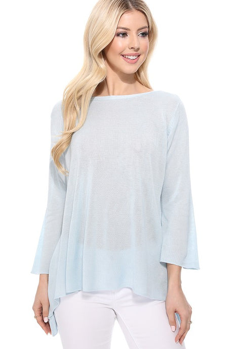 Semi See-through Boat neck Hi-Low Knit Top king-general-store-5710.myshopify.com