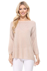 Semi See-through Boat neck Hi-Low Knit Top king-general-store-5710.myshopify.com