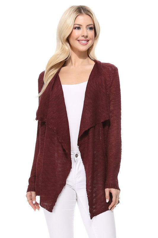 Draped Front & Collar Sweater Cardigan king-general-store-5710.myshopify.com