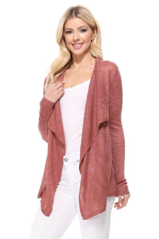 Draped Front & Collar Sweater Cardigan king-general-store-5710.myshopify.com