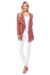 Draped Front & Collar Sweater Cardigan king-general-store-5710.myshopify.com