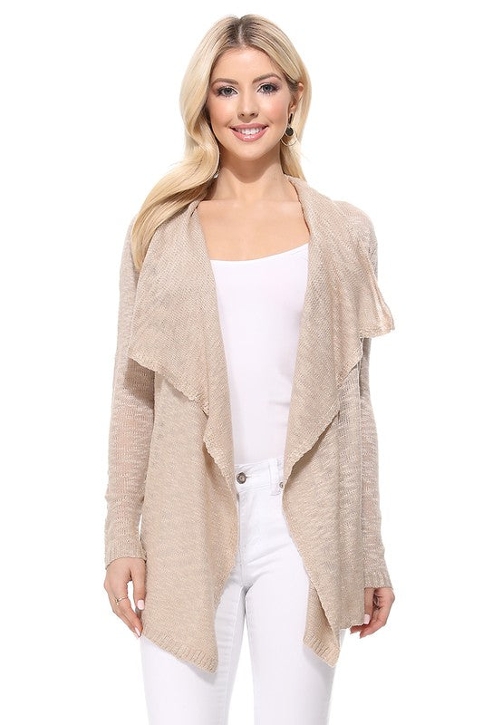 Draped Front & Collar Sweater Cardigan king-general-store-5710.myshopify.com