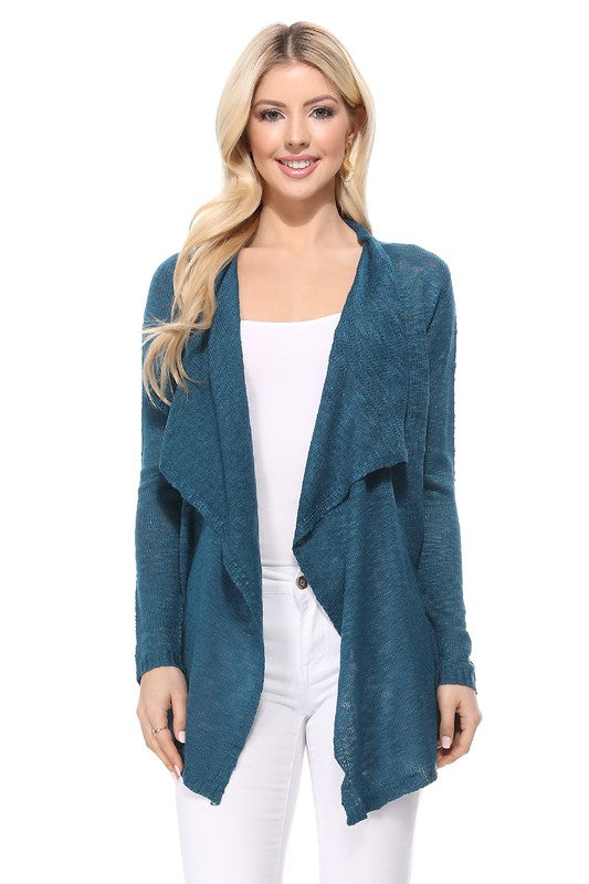 Draped Front & Collar Sweater Cardigan king-general-store-5710.myshopify.com