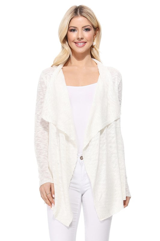 Draped Front & Collar Sweater Cardigan king-general-store-5710.myshopify.com