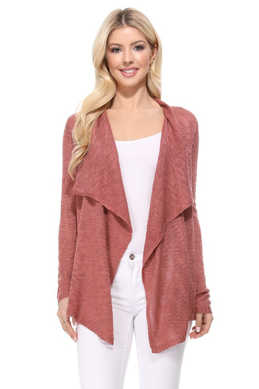 Draped Front & Collar Sweater Cardigan king-general-store-5710.myshopify.com