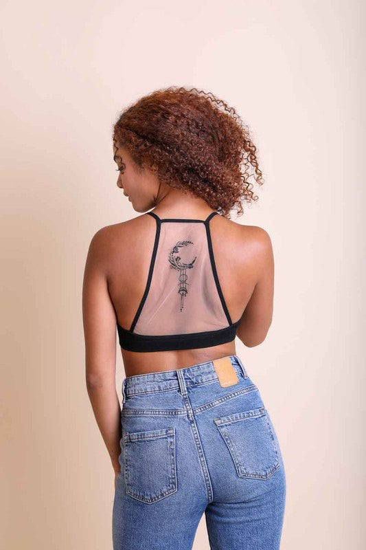 Crescent Moon Dream Catcher Tattoo Mesh Bralette king-general-store-5710.myshopify.com