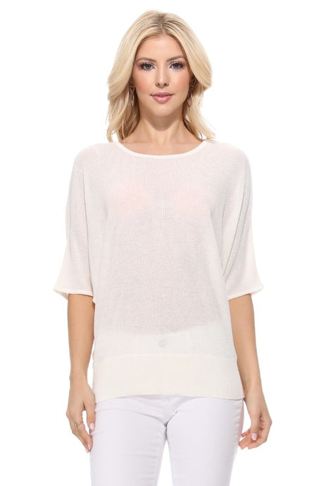 Half Dolman Sleeve Sheer Cool Knit Sweater Top king-general-store-5710.myshopify.com