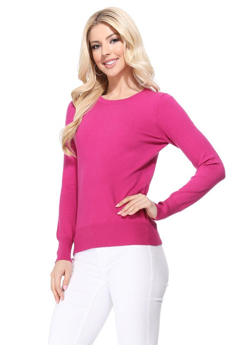 Crew Neck Long Sleeve Light Basic Casual Knit Top king-general-store-5710.myshopify.com