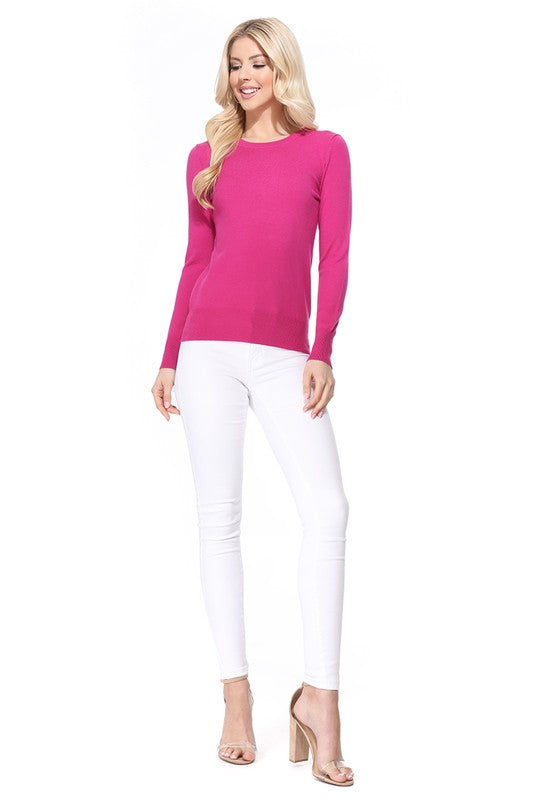 Crew Neck Long Sleeve Light Basic Casual Knit Top king-general-store-5710.myshopify.com