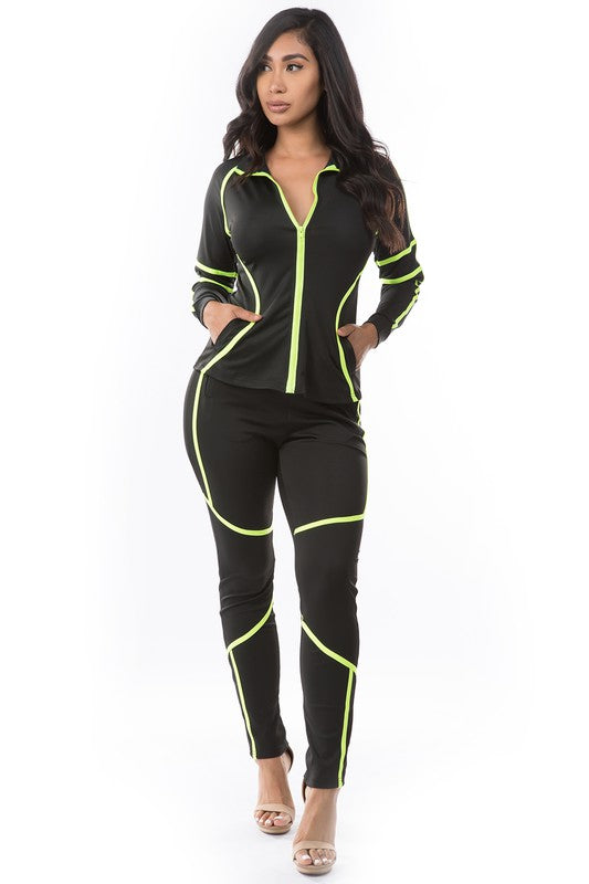 Black & Lime Track Pants set king-general-store-5710.myshopify.com