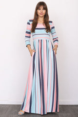 Quarter Sleeve Stripe Maxi Dress king-general-store-5710.myshopify.com