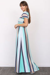 Short Sleeve Stripe Maxi Dress