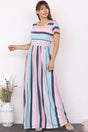 Plus Short Sleeve Stripe Maxi Dress king-general-store-5710.myshopify.com