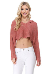 Long Sleeve Knit Cropped Sweater Top Hoodie king-general-store-5710.myshopify.com