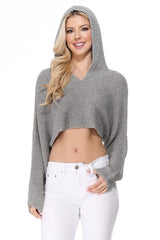 Long Sleeve Knit Cropped Sweater Top Hoodie king-general-store-5710.myshopify.com