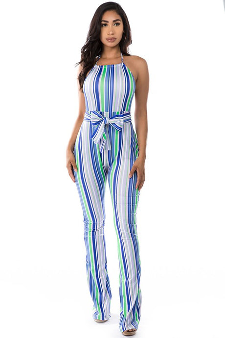 Blue Multi Stripe Jumpsuit king-general-store-5710.myshopify.com